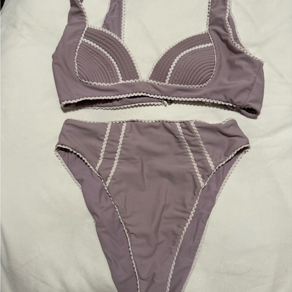 Tularosa lavender Bikini Set with White Trim